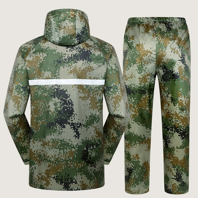 Outdoor Labor Protection Raincoat and Pants Set in Split Jungle Camouflage for Adults