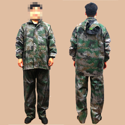 Outdoor Labor Protection Raincoat and Pants Set in Split Jungle Camouflage for Adults