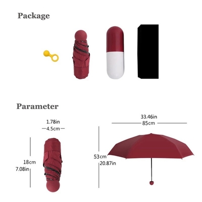 CLASSIC Design Style 19inch 6K UV Protection Pocket Capsule Umbrella with Mini Gift Box