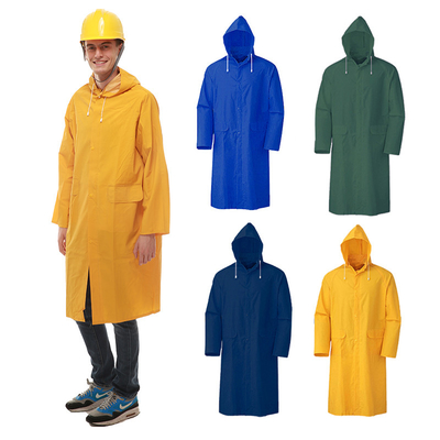 OXFORD CLOTH Custom Waterproof Thick Heavy Duty PVC Polyester Adult Yellow Raincoat