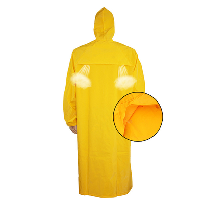OXFORD CLOTH Custom Waterproof Thick Heavy Duty PVC Polyester Adult Yellow Raincoat