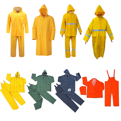 OXFORD CLOTH Custom Waterproof Thick Heavy Duty PVC Polyester Adult Yellow Raincoat