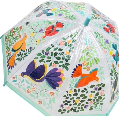 Japan Style Waterproof Kids Umbrella Full Printing Fiberglass Frame Hook Handle