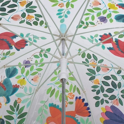 Japan Style Waterproof Kids Umbrella Full Printing Fiberglass Frame Hook Handle