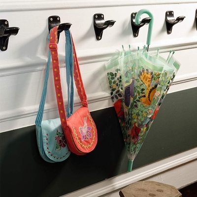 Japan Style Waterproof Kids Umbrella Full Printing Fiberglass Frame Hook Handle