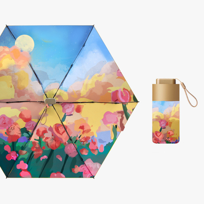 X505 5 Folding Mini Capsule Umbrella with Picture Custom Logo Accepted Manual Control