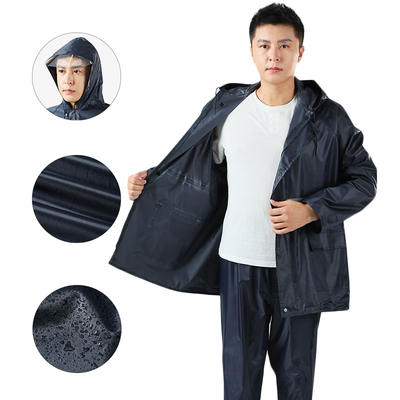 Custom Logo Work Rain Coat Men's Waterproof Jacket for All-Season Two Piece Rain Suit