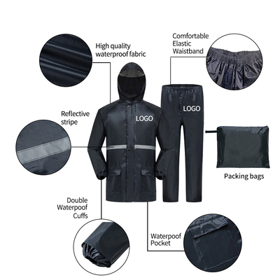 Custom Logo Work Rain Coat Men's Waterproof Jacket for All-Season Two Piece Rain Suit