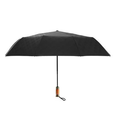 Custom Logo Advertising Umbrella with Wooden Handle 3 Folding Sun and Rain Umbrella