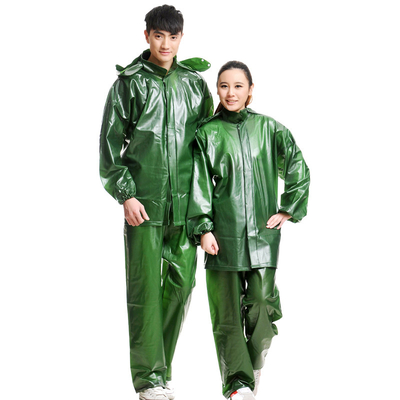 Rainy Season Essential Rubberized Custom Green Adults Raincoat from Chinese Manufacturers