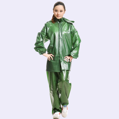 Rainy Season Essential Rubberized Custom Green Adults Raincoat from Chinese Manufacturers
