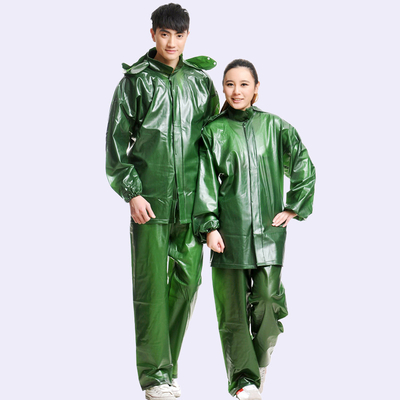 Rainy Season Essential Rubberized Custom Green Adults Raincoat from Chinese Manufacturers