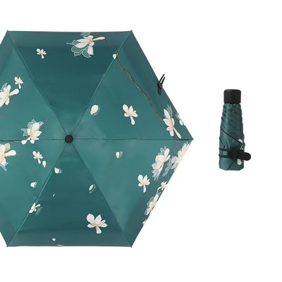 Golden Coated Metal Shaft Customized Logo 5 Fold Mini UV Pocket Umbrella for Travel