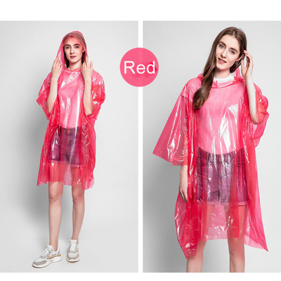 Waterproof Disposable Raincoat for Women Adults Transparent Colorful Plastic Foldable