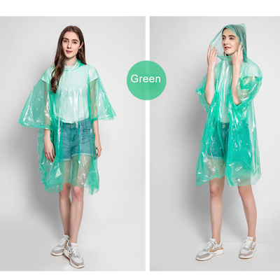 Waterproof Disposable Raincoat for Women Adults Transparent Colorful Plastic Foldable
