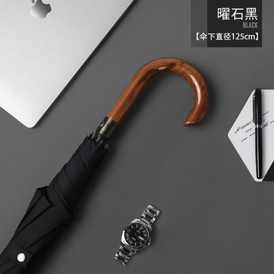27inch Solid Wood Curved Handle Umbrella Large Wind and Rain Protection 8k Custom Logo