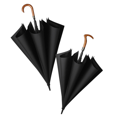 27inch Solid Wood Curved Handle Umbrella Large Wind and Rain Protection 8k Custom Logo