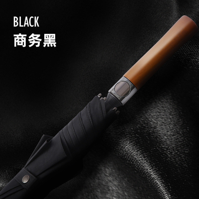 27inch Solid Wood Curved Handle Umbrella Large Wind and Rain Protection 8k Custom Logo