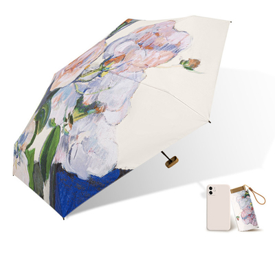 Umbrella Folding Birth Flower Small Windproof Rainproof UV-Proof 5 Folding Mini Capsule
