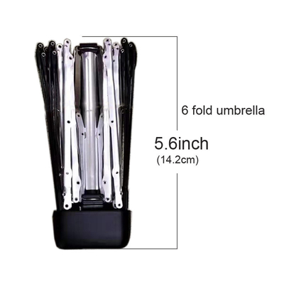 5.6 Inch Length Custom Black Coating Panel Umbrella 6 Folded Customized Printing Logo