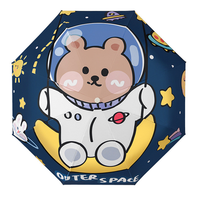 Astronaut Cartoon Children's Automatic Umbrella for Primary School and Kindergarten