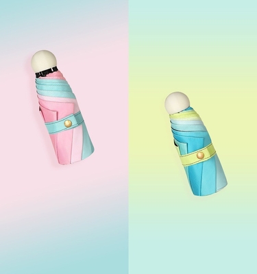 Novelty Creative Gradient Morandi Color Stylish 50% Folding Sunblock Pocket Umbrella
