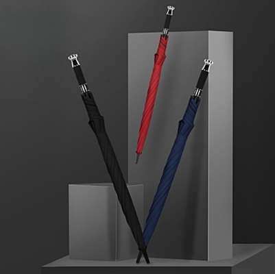 190T Pongee Golf Straight Pole Umbrella for Rain and Sun Custom Logo Advertising
