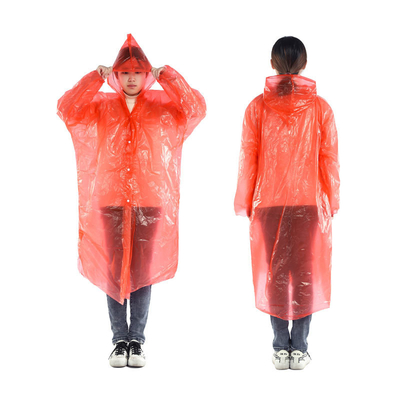 Adults Glam Design Style Raincoat Transparent Long Disposable Hooded Poncho