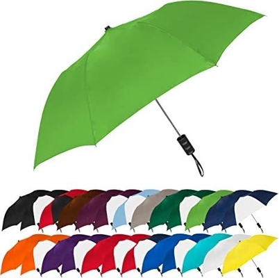Reflective Trim Travel Umbrella with LED Flashlight Handle and Fiberglass Safety Frame