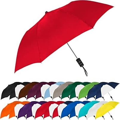 Reflective Trim Travel Umbrella with LED Flashlight Handle and Fiberglass Safety Frame