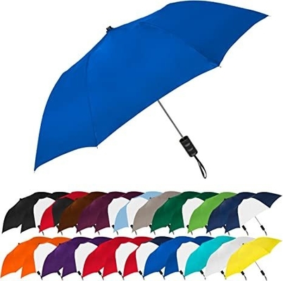 Reflective Trim Travel Umbrella with LED Flashlight Handle and Fiberglass Safety Frame
