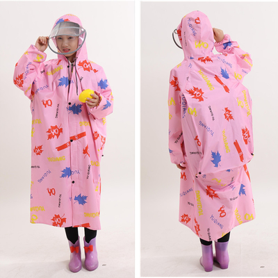 Transparent Long Raincoat RAINWEAR Two-Brimmed Children's Raincoat with One-Piece Poncho
