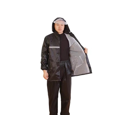 Customized Black Blue Men's Nylon Polyester PVC Coating Raincoat for Motorcycle Riding