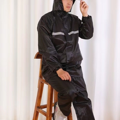 Customized Black Blue Men's Nylon Polyester PVC Coating Raincoat for Motorcycle Riding