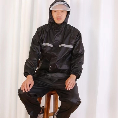 Customized Black Blue Men's Nylon Polyester PVC Coating Raincoat for Motorcycle Riding