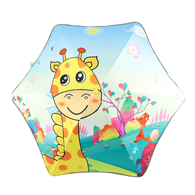 Lightweight All in 1 Cartoon Umbrella for Kids UPF50 Sun Protection 74cm Open Diameter