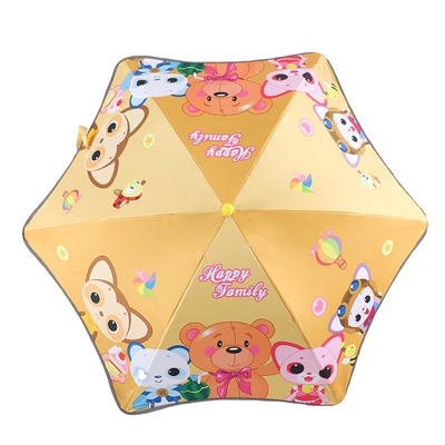 Lightweight All in 1 Cartoon Umbrella for Kids UPF50 Sun Protection 74cm Open Diameter