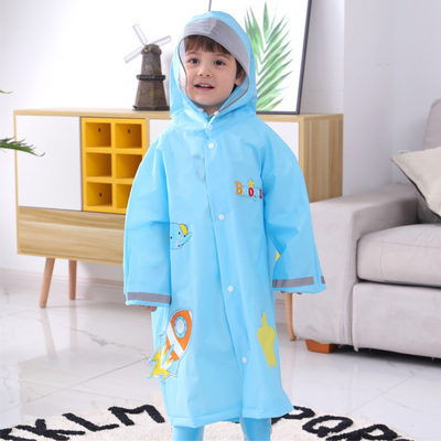 Outdoor RAINWEAR Cartoon Printed Kids Rain Jacket with Reflective Stripe Girl's Raincoat