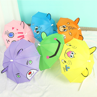 Customized Color Mini Children's Umbrella with Long Handle and Adorable Cartoon Design
