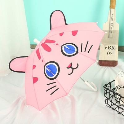 Customized Color Mini Children's Umbrella with Long Handle and Adorable Cartoon Design