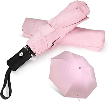 Metal Shaft Pink Travel Umbrella for Women Sunshade Lightweight Automatic Opening