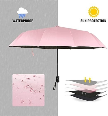 Metal Shaft Pink Travel Umbrella for Women Sunshade Lightweight Automatic Opening
