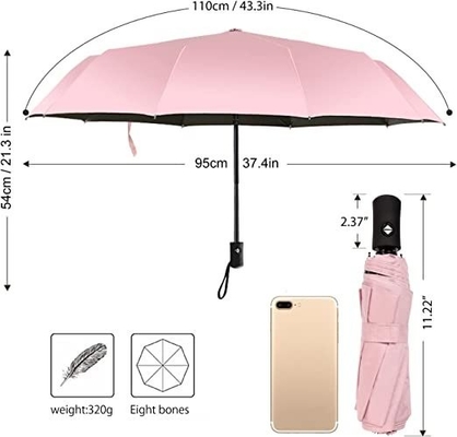 Metal Shaft Pink Travel Umbrella for Women Sunshade Lightweight Automatic Opening