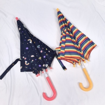 Rainbow Kids Umbrella Long Handle Safe and Easy to Open for Kindergarten Children