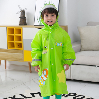 Children's Raincoat Cartoon Reflective Stripe Raincoat Adults Printed Kids Rain Jacket