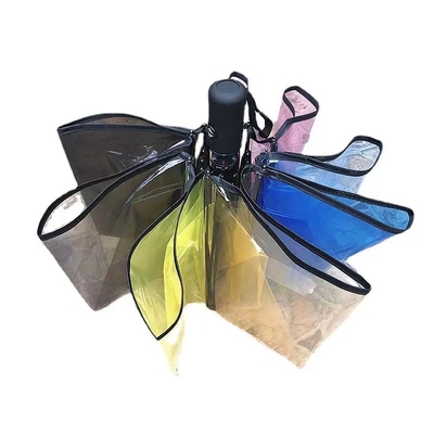Female Small Fresh Parasol Three-folding Umbrella 2023 Rainbow Transparent 21 Inches*8k