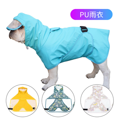 Poncho Style Waterproof Reflective Dog Raincoat with Harness Opening and Poop Bag Pocket