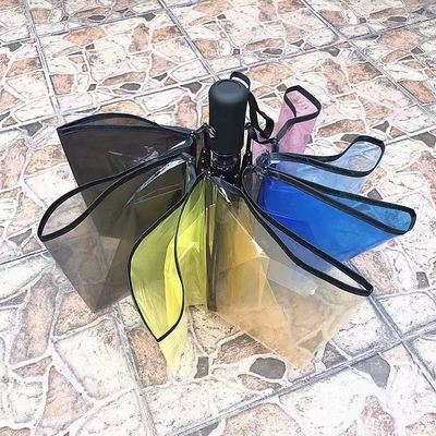 Female Small Fresh Parasol Three-folding Umbrella 2023 Rainbow Transparent 21 Inches*8k