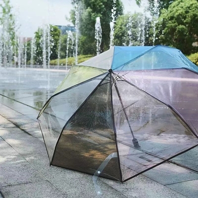 Female Small Fresh Parasol Three-folding Umbrella 2023 Rainbow Transparent 21 Inches*8k
