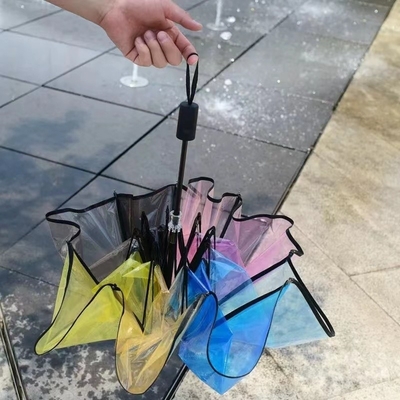 Female Small Fresh Parasol Three-folding Umbrella 2023 Rainbow Transparent 21 Inches*8k